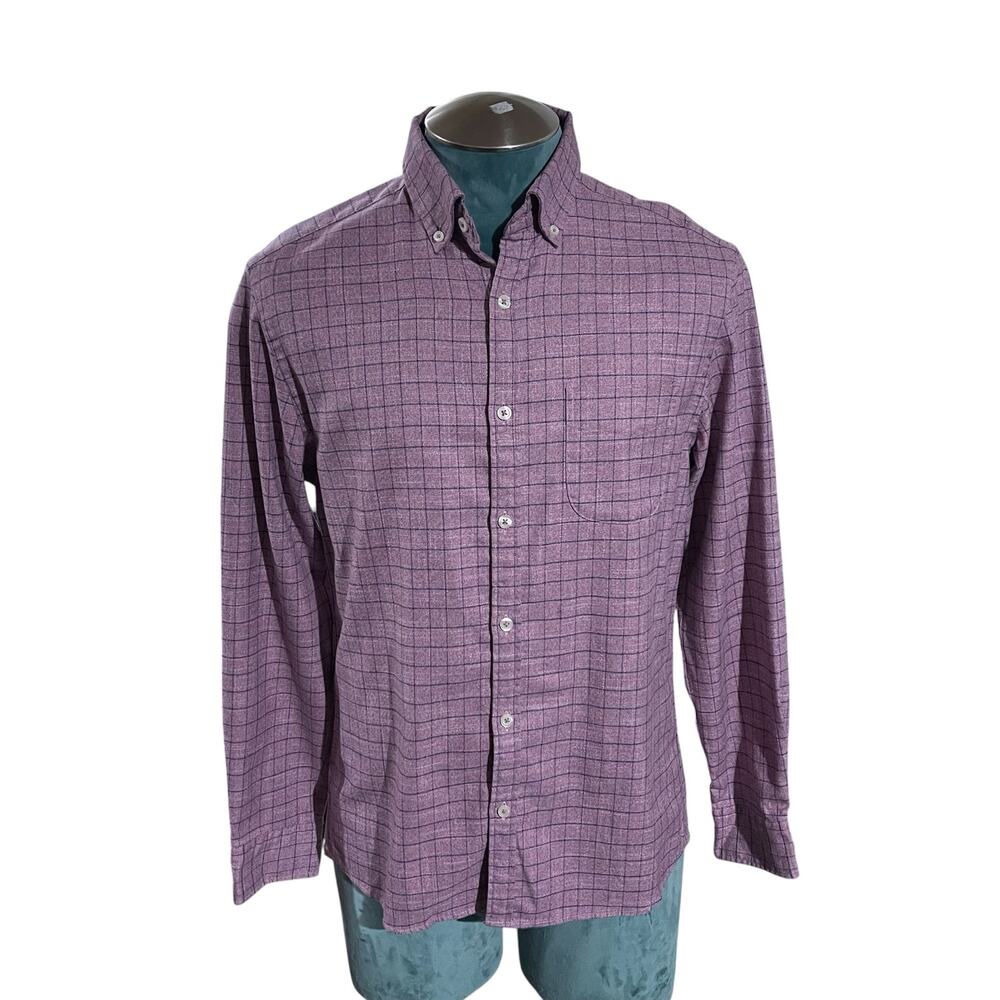 Charles Tyrwhitt Extra Slim Fit Purple Windowpane Check Button Down Shirt Sz M